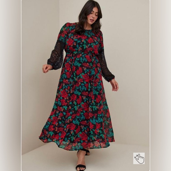Torrid Chiffon Floral Maxi Peasant Dress - Picture 4 of 10